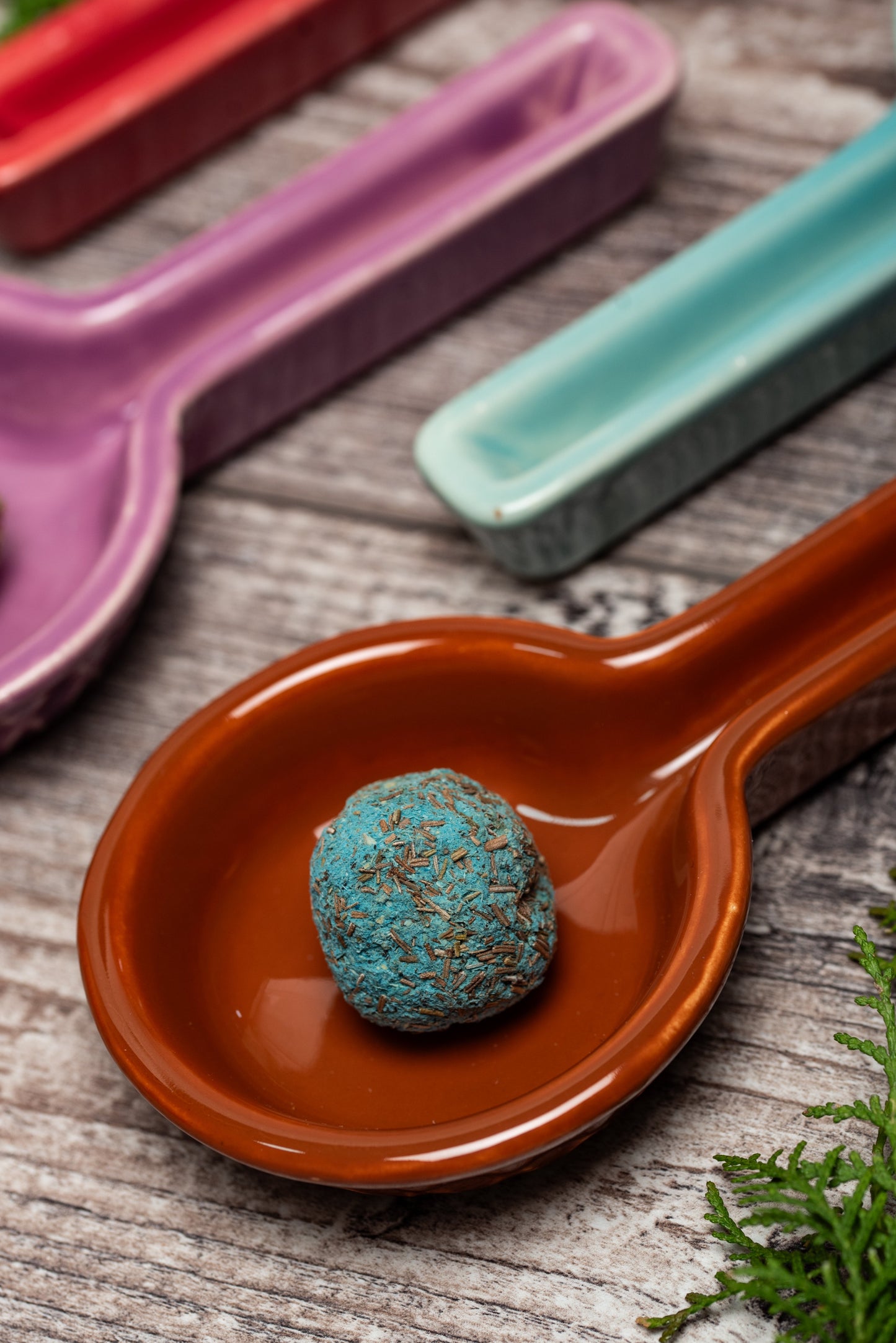 Sahumador Porta Incienso Esmaltado Celeste Sagrada Madre