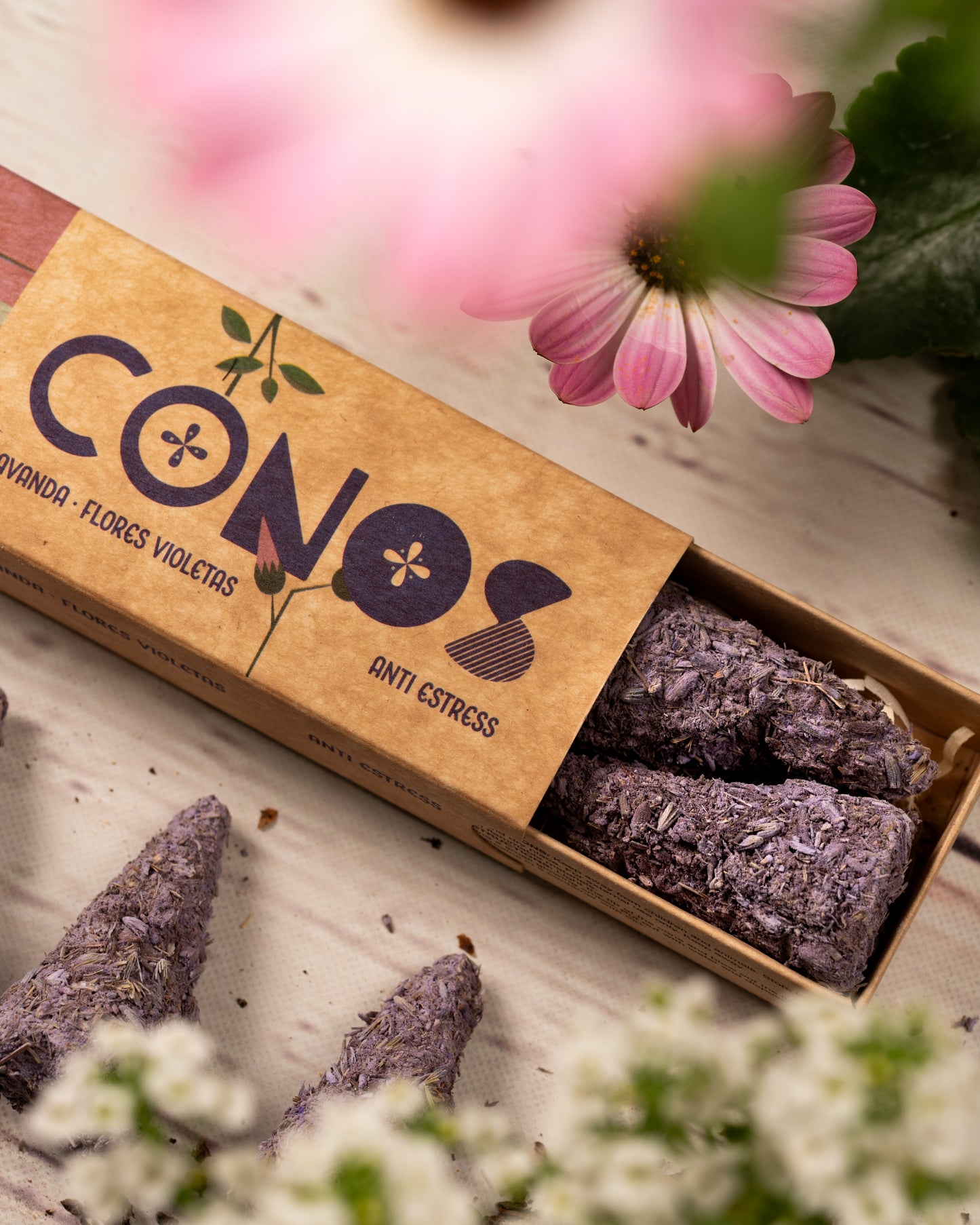 Sahumerio en Conos Lavanda y Flores Violetas Sagrada Madre