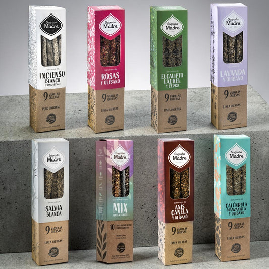 Pack Mayorista Sahumerios Linea Hierbas y Flores 24 Unidades