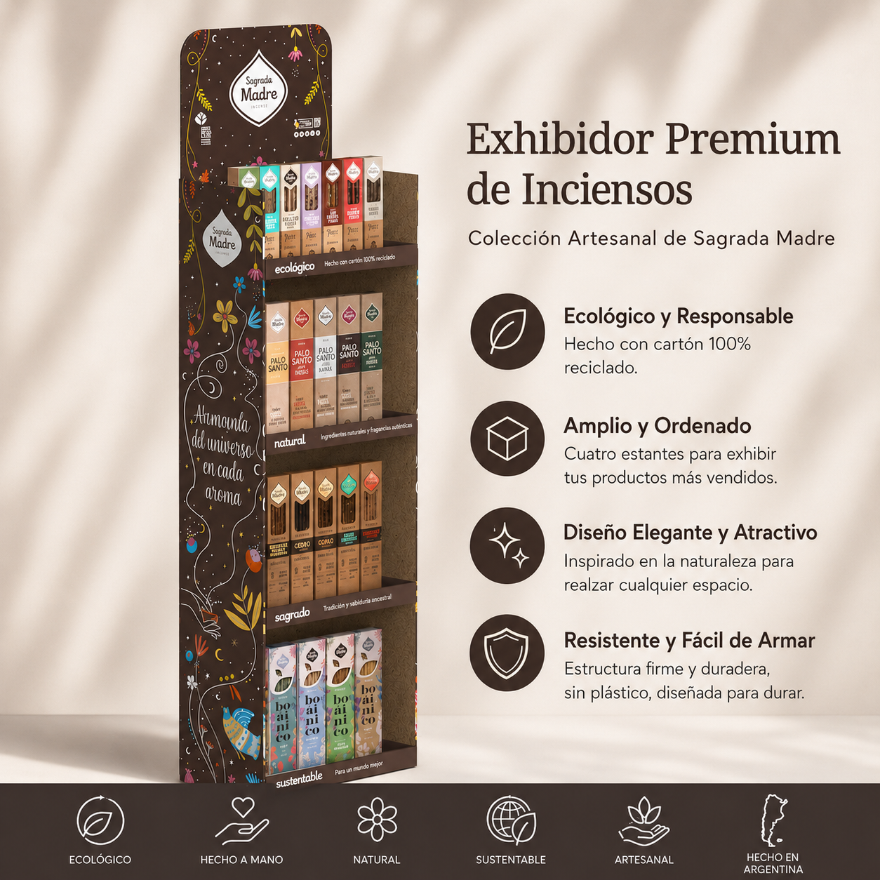 Exhibidor Premium Oficial Sagrada Madre para Sahumerios