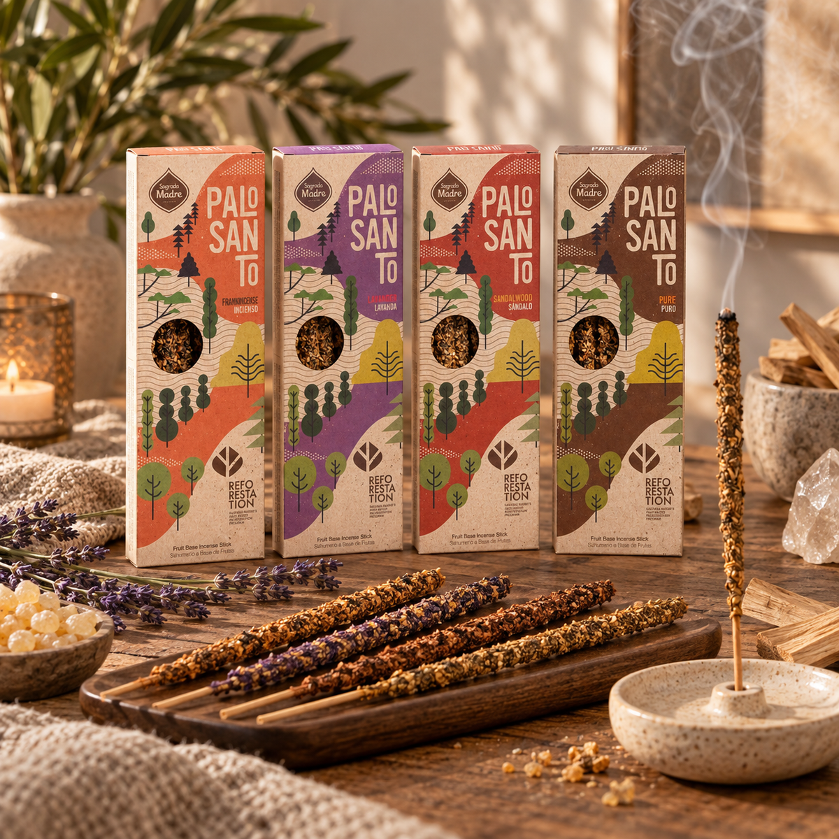 Pack Mayorista Sahumerios Corto Palo Santo 16 Unidades