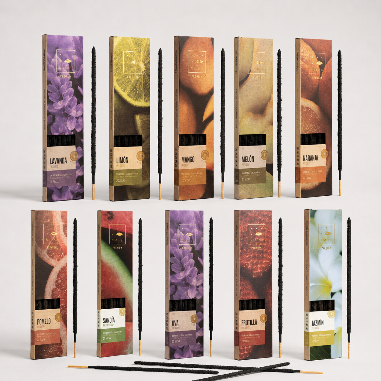 Pack Mayorista Sahumerios Natural Premium Frutales 24 Unidades