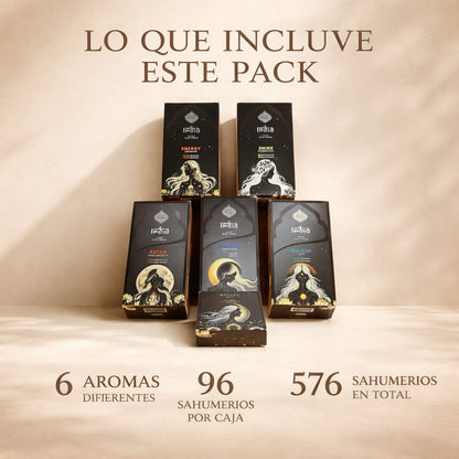 Pack India Black MIX Energía – 6 Aromas Box Sahumerios Sagrada Madre (576 Varillas)
